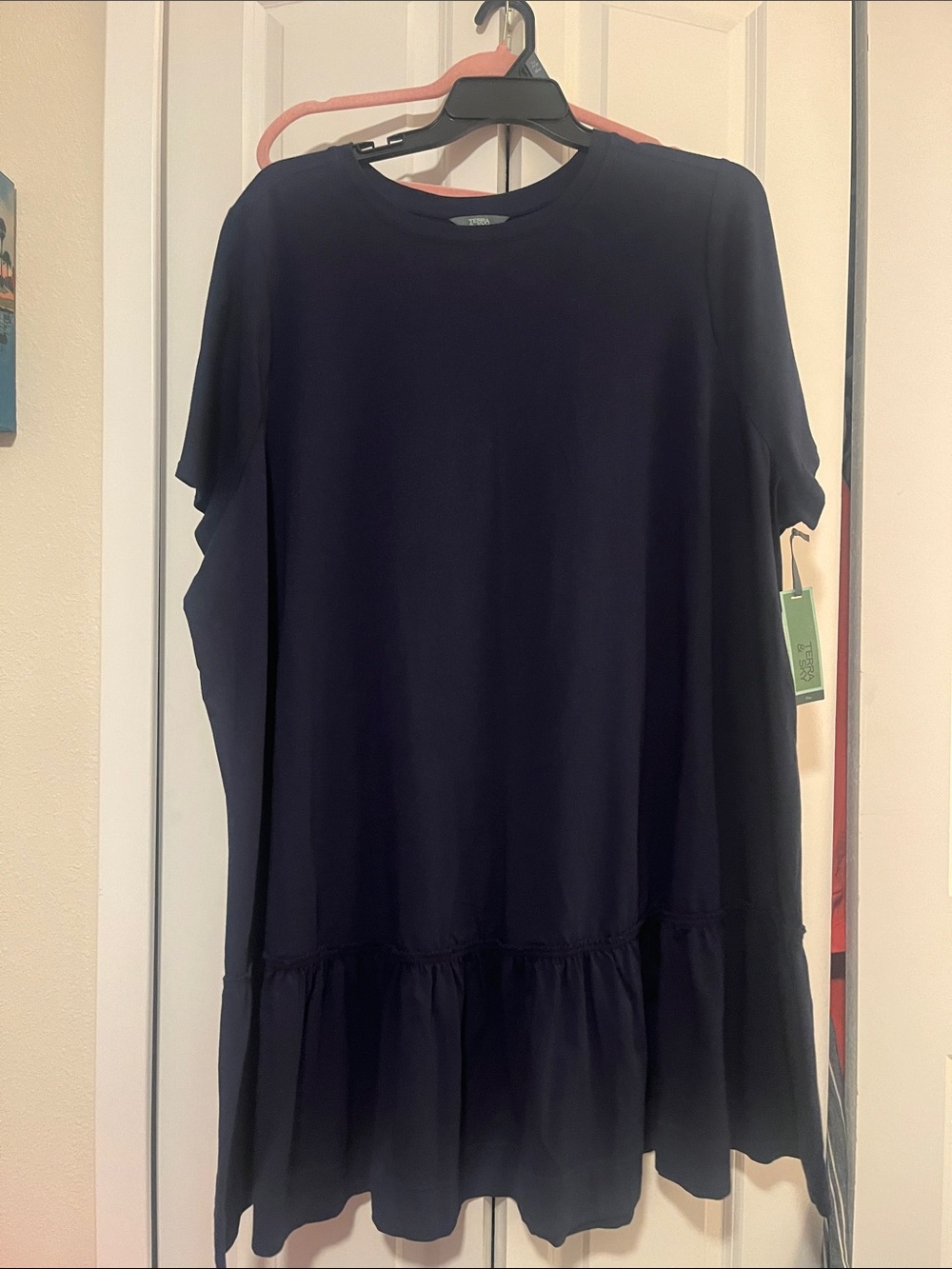 Terra & Sky Navy Blue Ruffle-Hem Women’s Dress